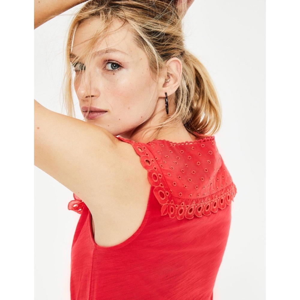 ๐HOST PICK | Boden โข Nella Eyelet Embroidered Jersey Sleeveless Top- Sunset - Picture 3 of 9